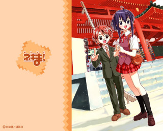 Anime couple building red roof - a red roof free wallpaper