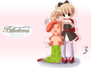 Cartoon girl green bow red - a green object free wallpaper