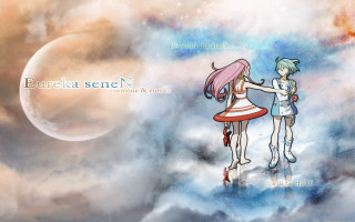 Anime girls cloud moon night - a half moon free wallpaper