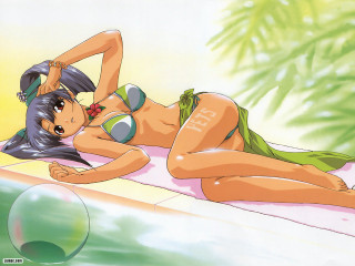 Ayako rokkaku poolside cartoon bikini - a cartoon of a woman free wallpaper