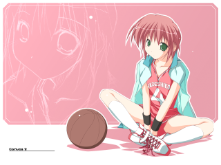 Girl basketball pink background anime 2 - a pink background behind her free wallpaper