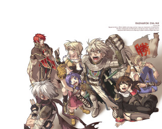 Anime group armor bandages blonde - a white background behind them free wallpaper