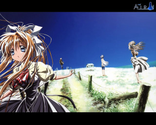 Girl long hair field blue - other girl free wallpaper