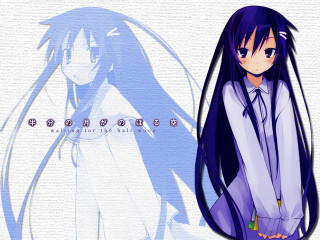 Anime longhair purpleoutfit blush blueeyes - a long tail free wallpaper