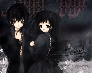 Anime gothic characters darkroom blackdress - two anime character free wallpaper for desktop