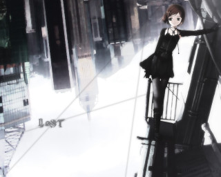 Woman black dress snow city - aya goda free wallpaper for desktop