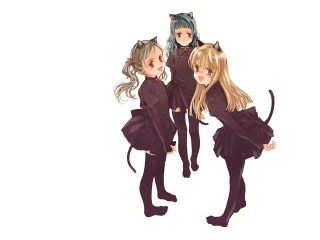 Anime girls cat tails black - manga and anime 1 9 9 9 free wallpaper