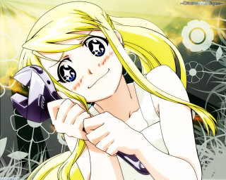 Blonde blueeyes smiling anime winry - woman free wallpaper