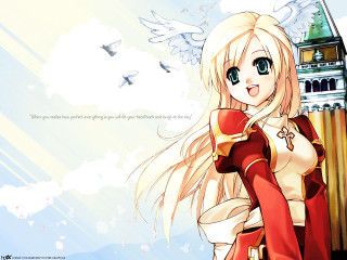 Blonde girl red dress bird 2 - long blonde hair free wallpaper