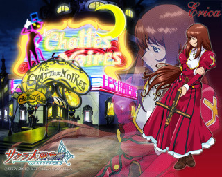 Girl red dress neon charlies - art nouveau free wallpaper