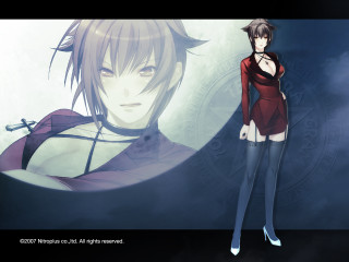 Woman red dress clock demon - horn free wallpaper for desktop