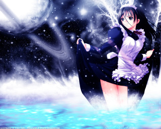 Snow moon anime dress astronaut - a moon in the background free wallpaper