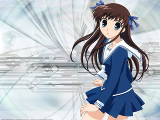 Anime girl blue eyes school 2 - line free wallpaper
