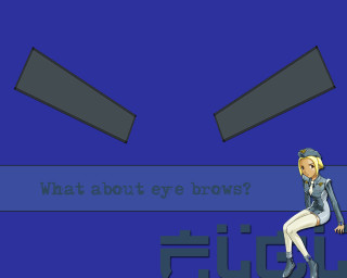 Cartoon girl blue background eyebrows - a caption free wallpaper for desktop