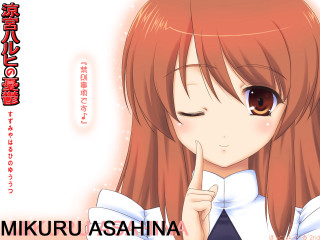 Redhair girl finger mouth smile - aguri uchida free wallpaper