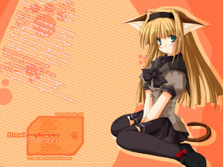 Anime catgirl blonde green eyes - a cat ear free wallpaper for desktop