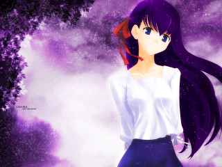 Purple hair girl anime night - purism free wallpaper for desktop