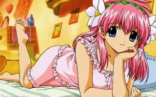 Pink haired girl bed flower - a pink dress free wallpaper