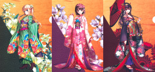 Anime characters colorful outfits umbrellas - umbrella free wallpaper