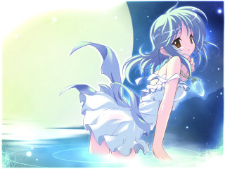 Girl floating water aurora anime - an anime free wallpaper