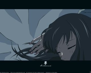 Long hair sleeping black background - a pillow free wallpaper