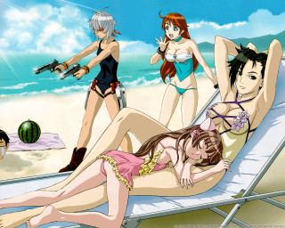 Beach girls watermelon summer bikini - top of a beach next free wallpaper for desktop