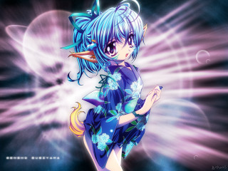 Anime girl blue hair flower 2 - manga and anime 1 9 9 9 free wallpaper
