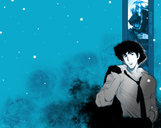 Space anime male tie snowflakes - free vintage wallpaper