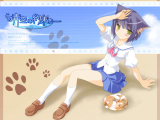 Girl beach pawprint animalears schooluniform - a girl in a school uniform free wallpaper for desktop