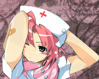Anime girl pink hair nurse - her shirt free wallpaper