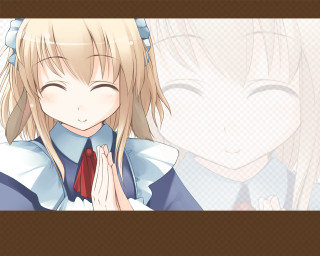 Blonde girl praying red tie - a picture frame free wallpaper for desktop