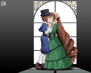 Couple women window hats dress - a couple of people free wallpaper