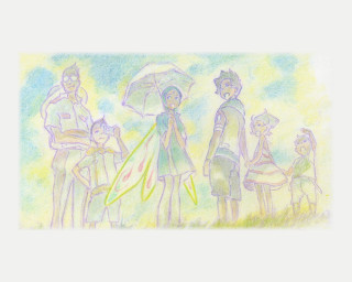 Family umbrella children sketch watercolor - anne said free wallpaper