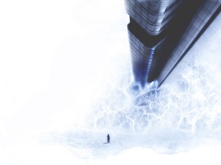 Man tall building ocean giant - matte painting concept art free wallpaper for desktop