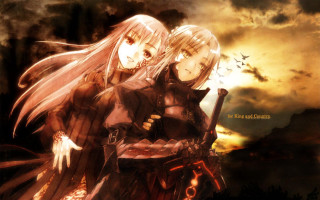 Anime characters sunset gothic armor - official art free wallpaper for desktop