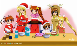 Christmas girls santa hat cake - a group of women free wallpaper for desktop