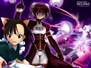 Anime characters purple background cat - her shoulder free wallpaper