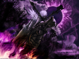 Demonic angel purple sky sword - wing and a sword free wallpaper for desktop