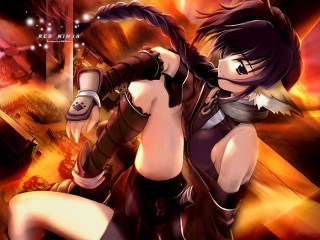 Woman black outfit gun red - a fireball free wallpaper