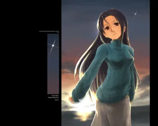 Girl sunset stars longhair backlighting - free 3d render wallpaper for desktop