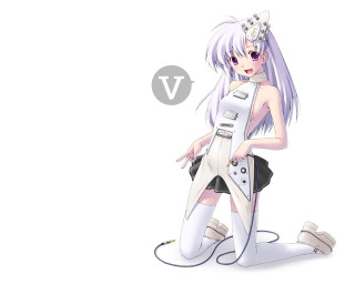 White haired woman kneeling purple - a white object free wallpaper for desktop