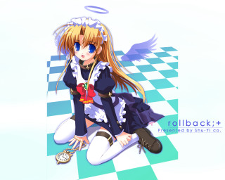 Anime girl checkered floor clock - floor free wallpaper for desktop