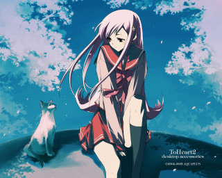 Girl cat flowers sky anime - cloud and a sky background free wallpaper