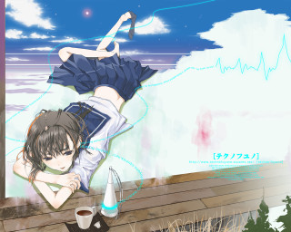 Woman laying ledge coffee sky - a cup of coffee free wallpaper