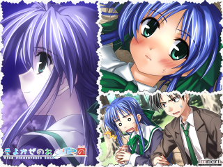 Anime group bluehair greeneyes eizan - a blue hair free wallpaper