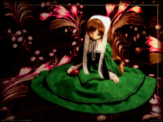 Doll greencloth whiteheadband greendress gothic - a green cloth free wallpaper