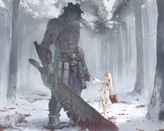 Forest man woman blood sword - a sword next free wallpaper for desktop