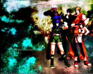 Anime group green background bow - anime visual free wallpaper