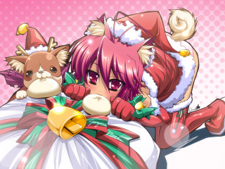 Cartoon aya goda christmas santa - a cat and a dog free wallpaper