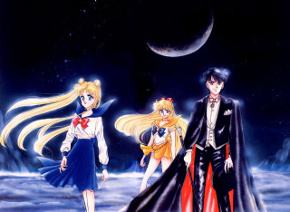 Sailor moon senshi night moon - a moon in the background free wallpaper
